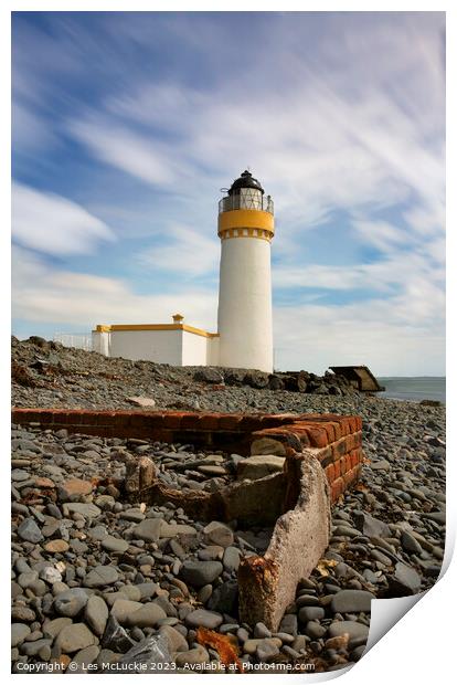 Lochryan Lighthouse Cairnryan Scotland Print by Les McLuckie