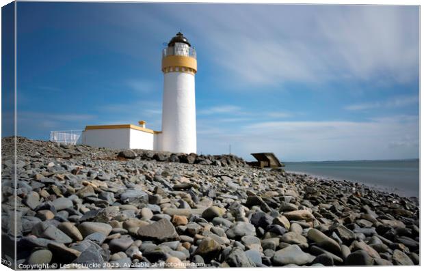 Lochryan Lighthouse long exposure Canvas Print by Les McLuckie