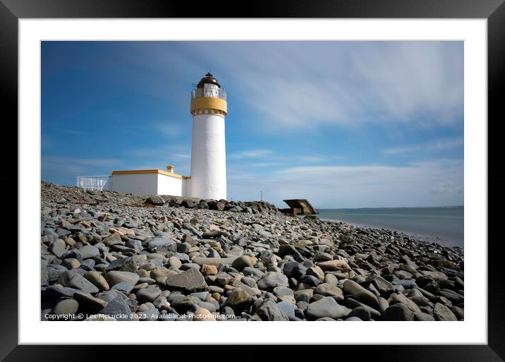 Lochryan Lighthouse long exposure Framed Mounted Print by Les McLuckie