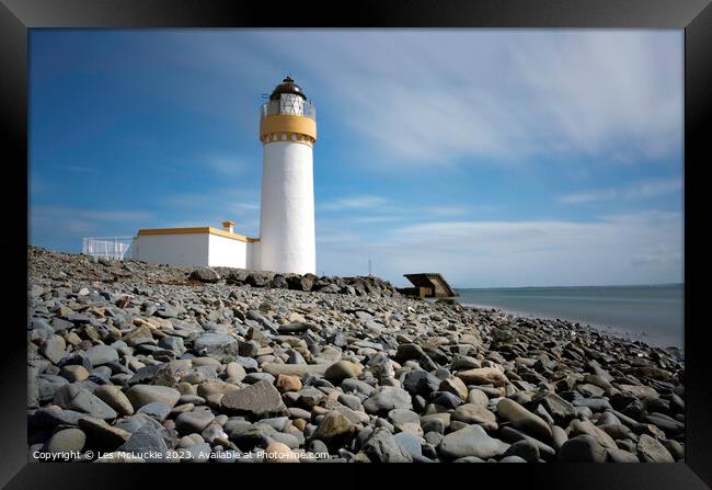 Lochryan Lighthouse long exposure Framed Print by Les McLuckie
