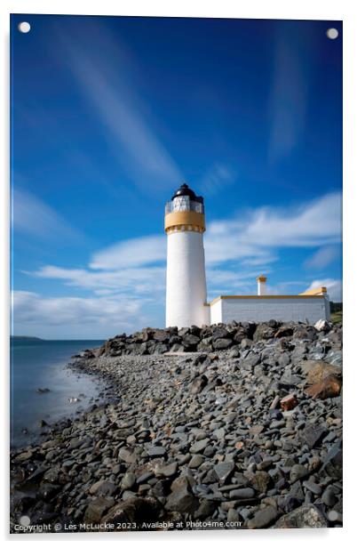 Lochryan Lighthouse Acrylic by Les McLuckie