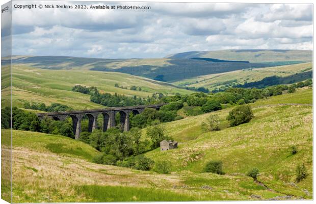 Yorkshire Dales and Viaduct above Dentdale  Canvas Print by Nick Jenkins