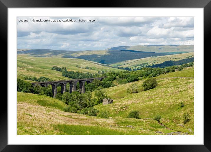 Yorkshire Dales and Viaduct above Dentdale  Framed Mounted Print by Nick Jenkins