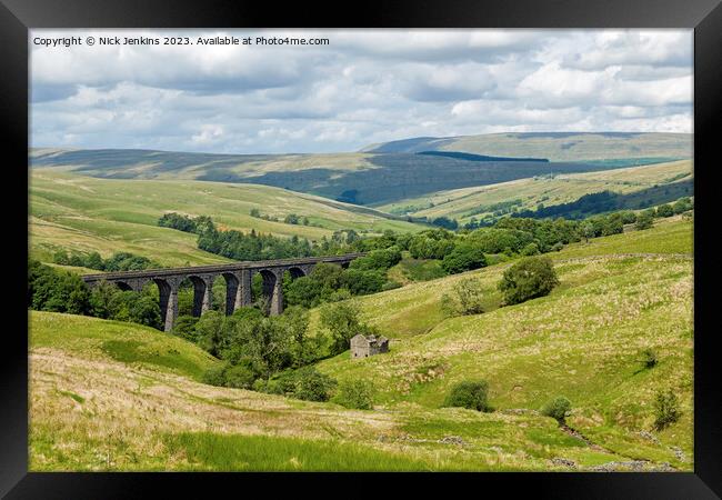Yorkshire Dales and Viaduct above Dentdale  Framed Print by Nick Jenkins