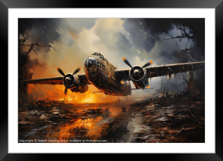 World War 2 Bombing raid Framed Mounted Print by Robert Deering