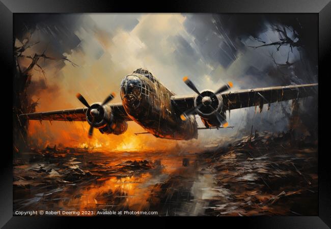 World War 2 Bombing raid Framed Print by Robert Deering
