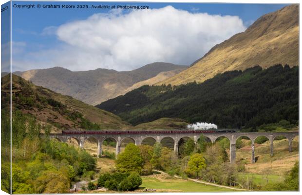 Steam train crossing Glenfinnan viaduct Canvas Print by Graham Moore