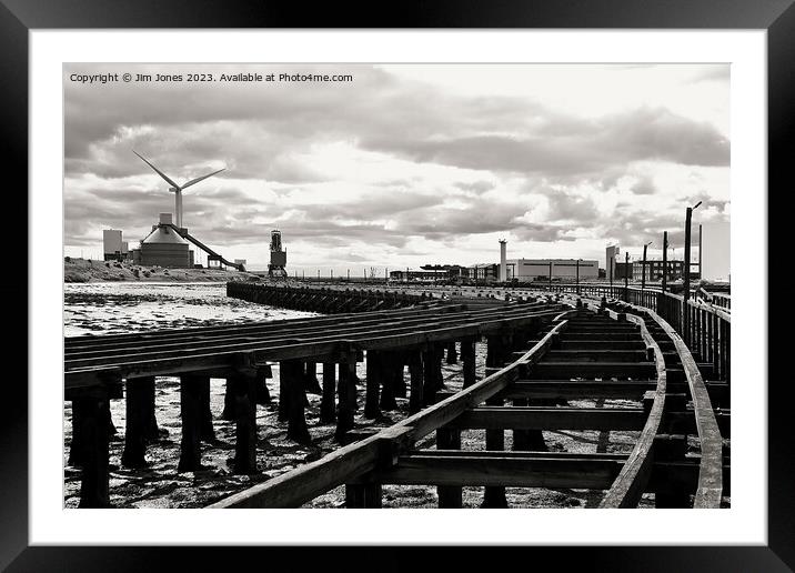 The Old Coal Staithes - Monochrome Framed Mounted Print by Jim Jones