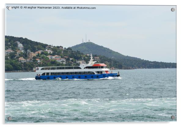 Serene Boat Sailing Amidst Breathtaking Vistas Acrylic by Ali asghar Mazinanian