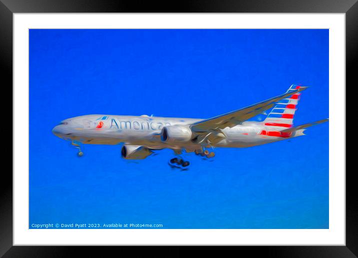 American Airlines Boeing 777 Art Style Framed Mounted Print by David Pyatt