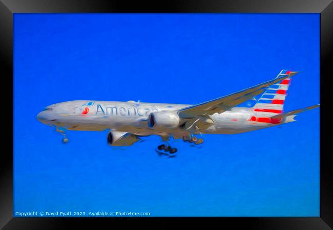 American Airlines Boeing 777 Art Style Framed Print by David Pyatt