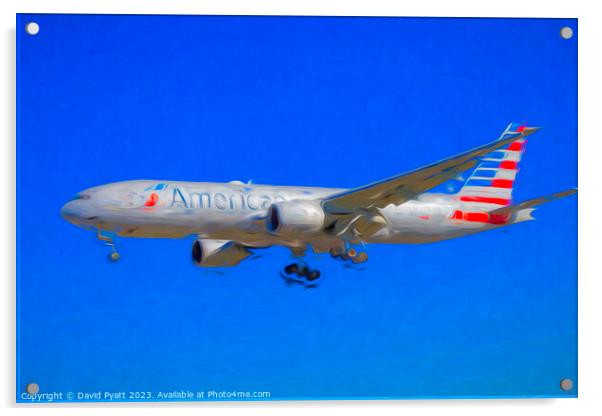 American Airlines Boeing 777 Art Style Acrylic by David Pyatt