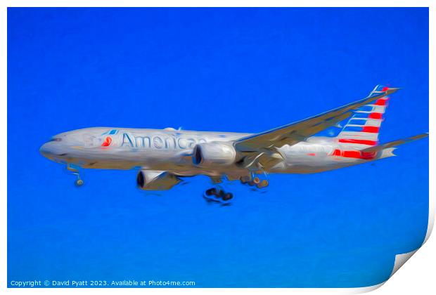 American Airlines Boeing 777 Art Style Print by David Pyatt