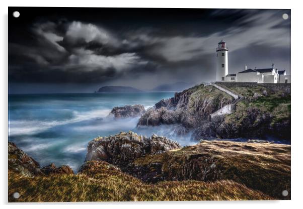 Fanad head Lighthouse storm Acrylic by Arnie Livingston