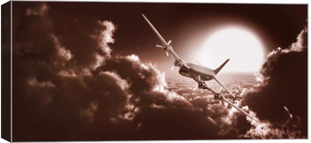 old plane from passenger transport through the clouds Canvas Print by Guido Parmiggiani