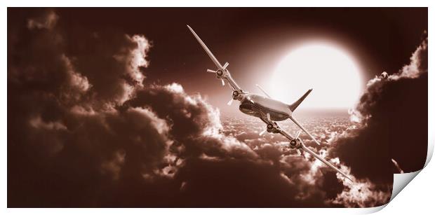 old plane from passenger transport through the clouds Print by Guido Parmiggiani