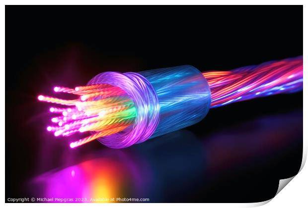 A big fiber optic cable emitting light created with generative A Print by Michael Piepgras