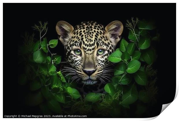 A close up portrait of mesmerizing leopard photography created w Print by Michael Piepgras