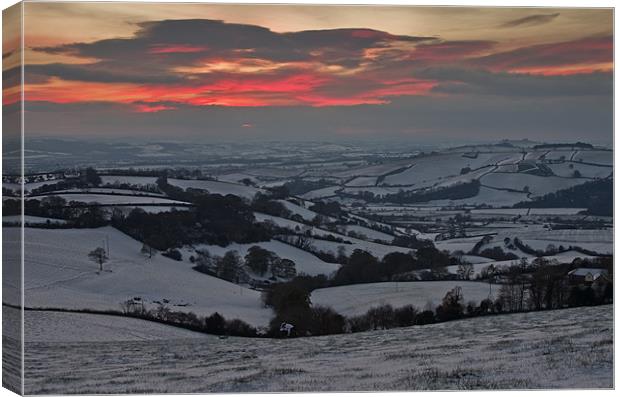 Snow in the Exe valley Canvas Print by Pete Hemington