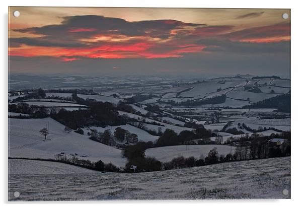 Snow in the Exe valley Acrylic by Pete Hemington