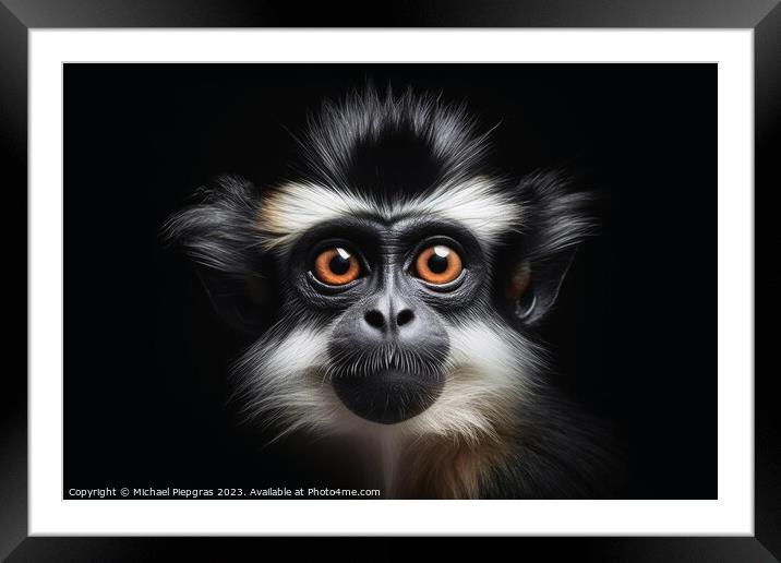A close up portrait of mesmerizing ape photography created with  Framed Mounted Print by Michael Piepgras