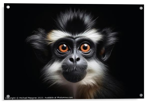 A close up portrait of mesmerizing ape photography created with  Acrylic by Michael Piepgras