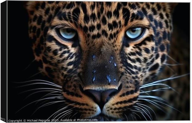A close up portrait of mesmerizing leopard photography created w Canvas Print by Michael Piepgras