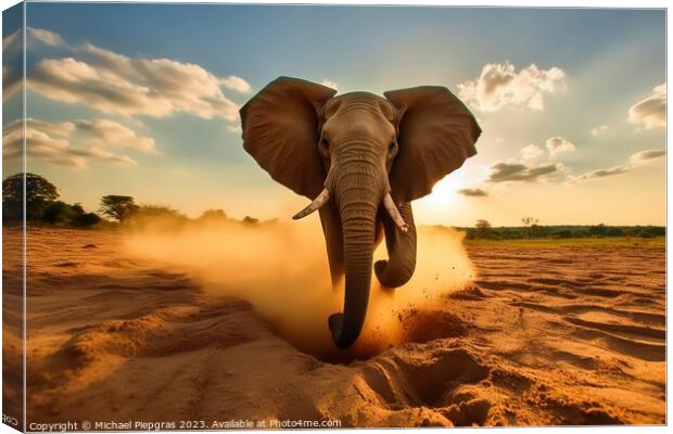 A close up portrait of mesmerizing elephant photography created  Canvas Print by Michael Piepgras