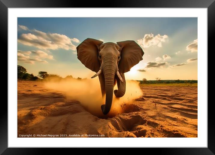 A close up portrait of mesmerizing elephant photography created  Framed Mounted Print by Michael Piepgras