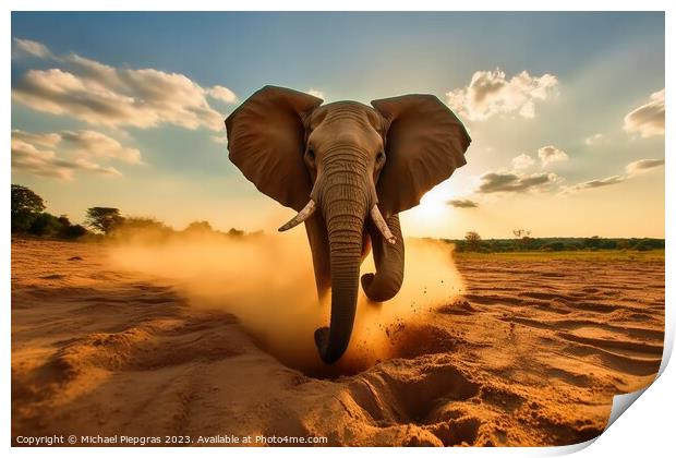 A close up portrait of mesmerizing elephant photography created  Print by Michael Piepgras