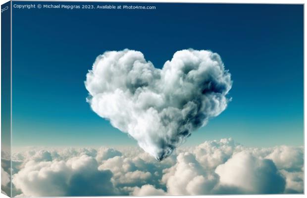 A cloud in heart shape created with generative AI technology. Canvas Print by Michael Piepgras
