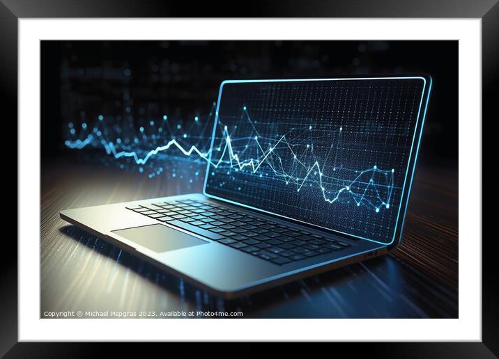 A Laptop and analytical data digital art created with generative Framed Mounted Print by Michael Piepgras