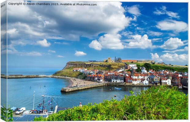A Summertime View Of Whitby Canvas Print by Alison Chambers
