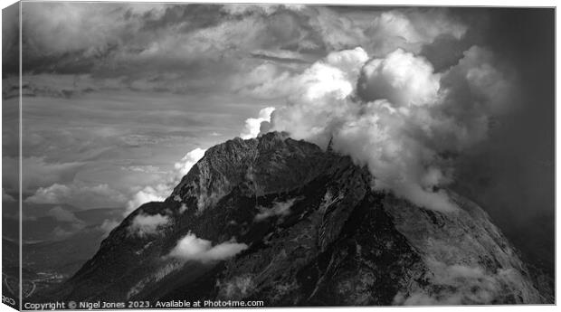 Mountain Shrouded in Cloud Canvas Print by Nigel Jones
