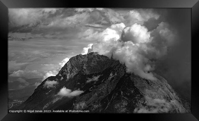 Mountain Shrouded in Cloud Framed Print by Nigel Jones