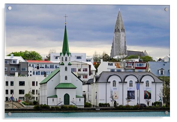 Reykjavik Cityscape Iceland Acrylic by Martyn Arnold