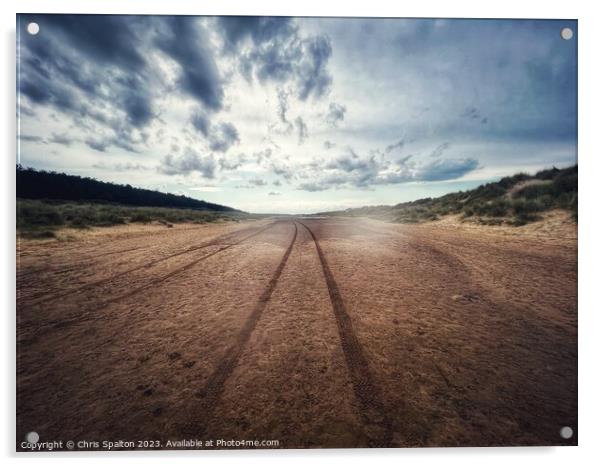 Tracks in the sand across a beach Acrylic by Chris Spalton