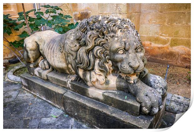 Lion Sculpture At Grand Masters Palace In Malta Print by Artur Bogacki