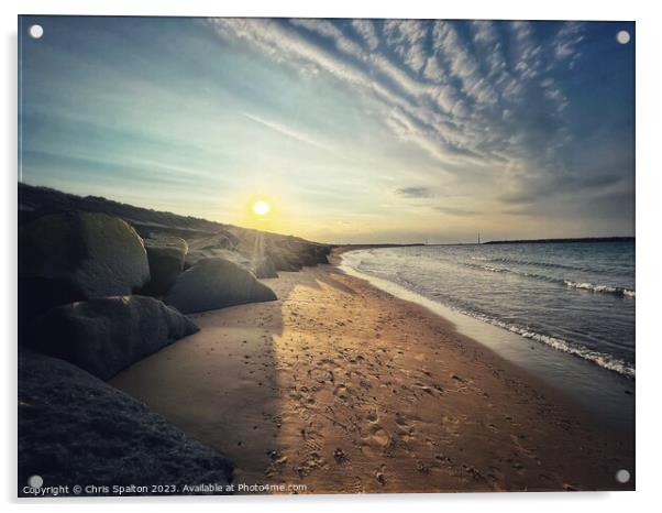 Norfolk Beach at Sunset Acrylic by Chris Spalton