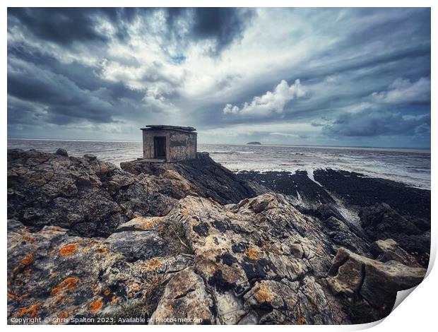 Ruin on a rocky coast Print by Chris Spalton