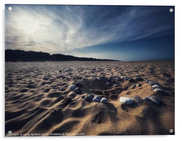 Pebble Circle on Beach Acrylic by Chris Spalton