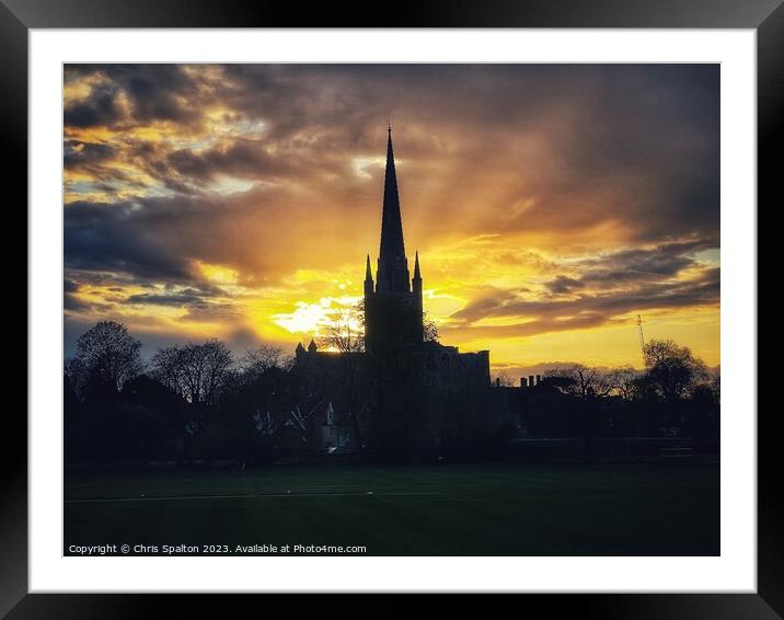Dramatic view of Norwich Cathedral Framed Mounted Print by Chris Spalton