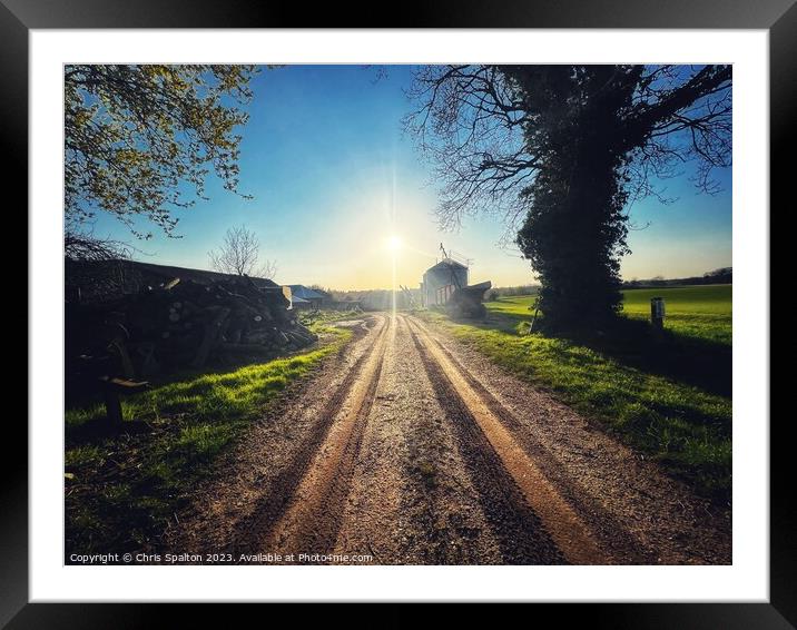 Country lane at Sunset Framed Mounted Print by Chris Spalton