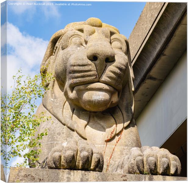 Britannia Bridge Lion Canvas Print by Pearl Bucknall