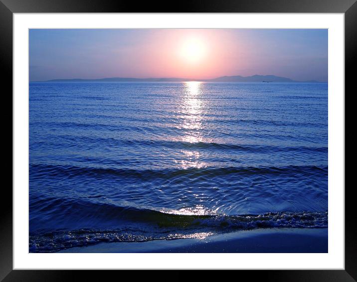 Arran sunset viewed from Ayr beach Framed Mounted Print by Allan Durward Photography