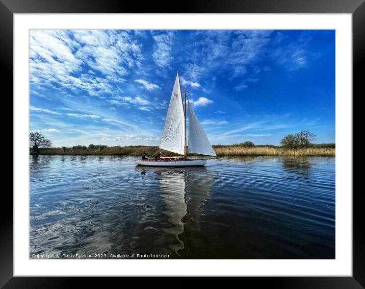 Sailboat on the Norfolk Broads Framed Mounted Print by Chris Spalton