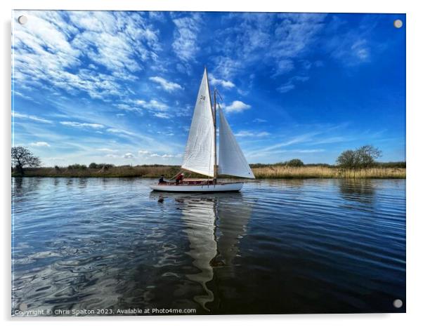 Sailboat on the Norfolk Broads Acrylic by Chris Spalton