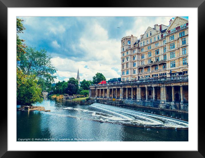 Pulteney Weir on the river Avon in the city of Bath Framed Mounted Print by Mehul Patel