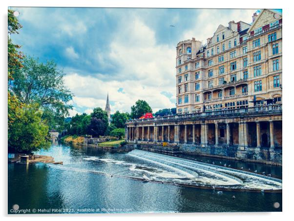 Pulteney Weir on the river Avon in the city of Bath Acrylic by Mehul Patel