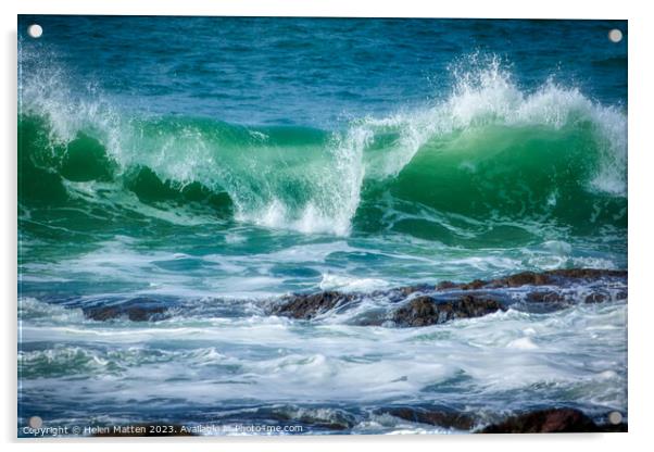 Rolling blue waves in Cornwall 1 Acrylic by Helkoryo Photography